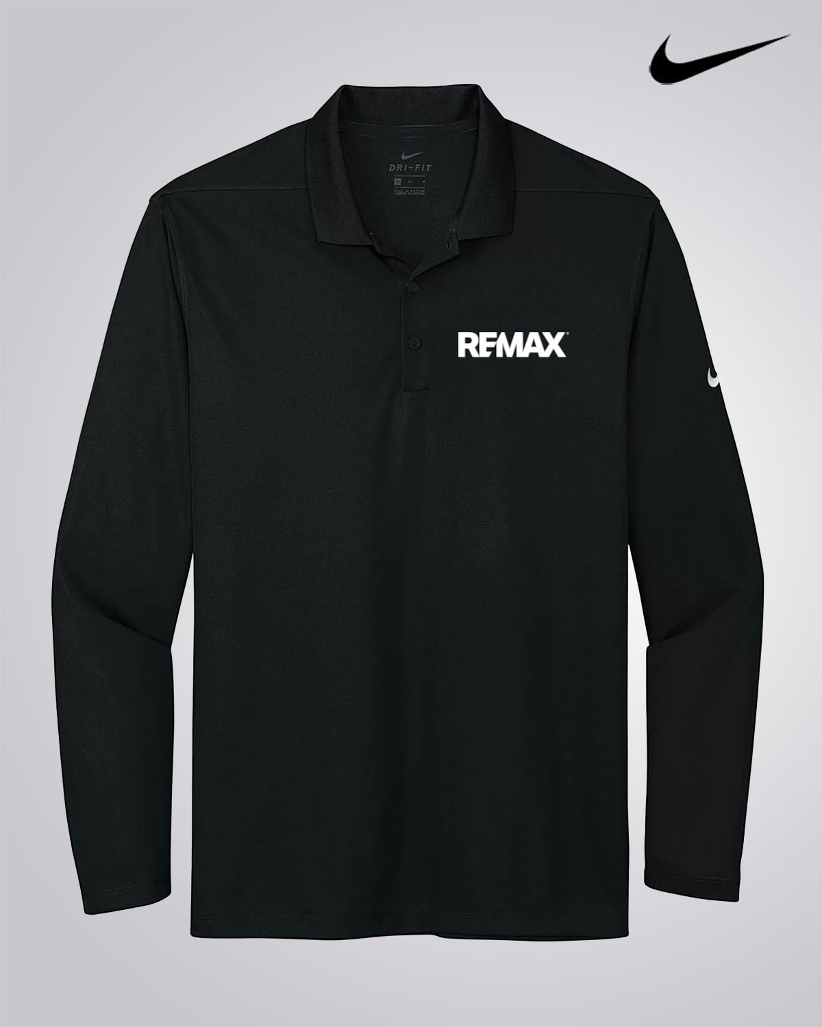 Nike Dri-Fit Micro Pique 2.0 Long Sleeve Sportshirt - REMAX Brand Refresh - One Color Logo - Embroidered