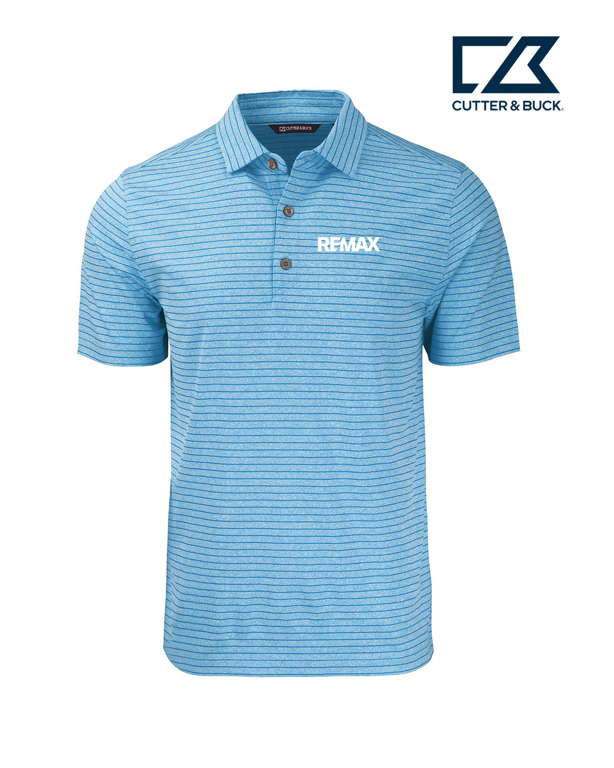 Brand Refresh Cutter & Buck Forge Eco Heather Stripe Stretch Recycled Mens Polo - Embroidered