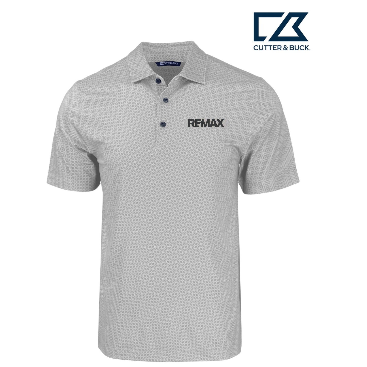 Brand Refresh Cutter & Buck Pike Eco Tonal Geo Print Stretch Recycled Mens Polo