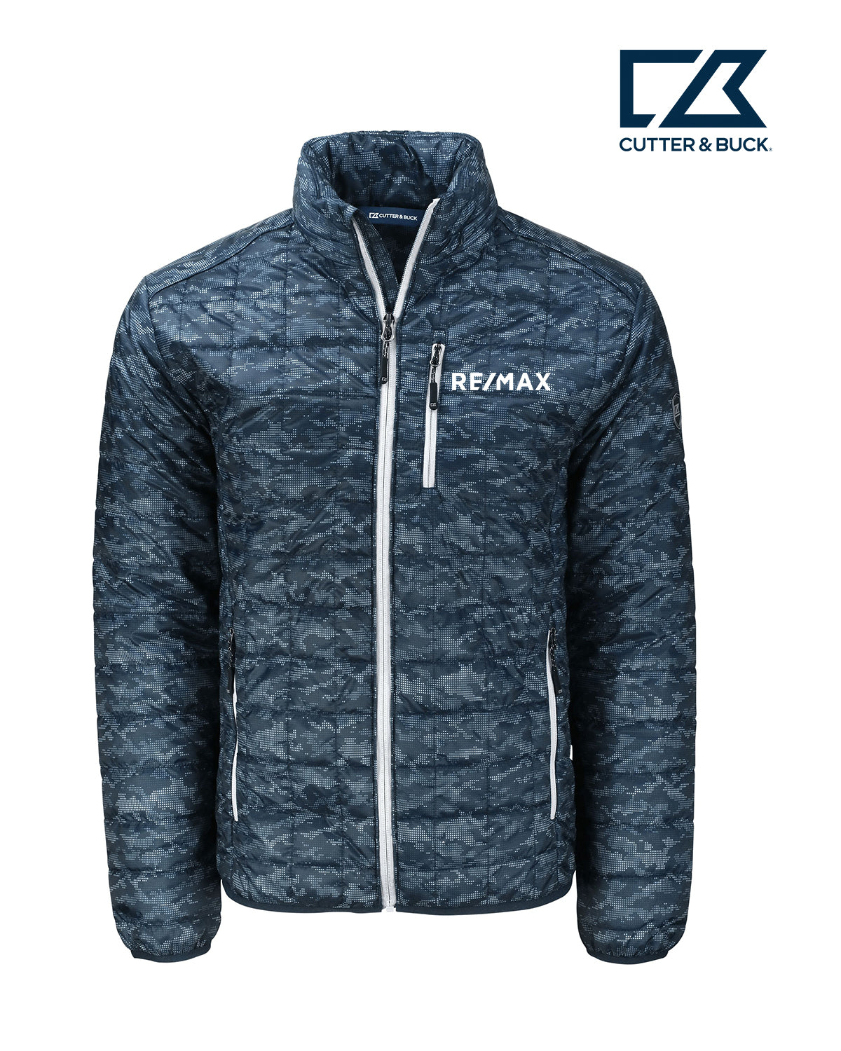 Cutter & Buck Rainier Primaloft Mens Eco Insulated Full Zip Printed Puffer Jacket