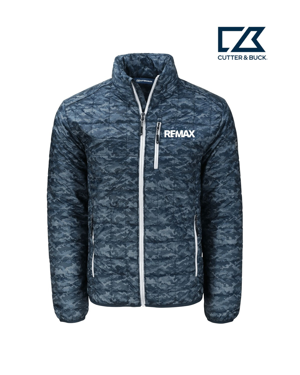 Brand Refresh Cutter & Buck Rainier Primaloft Mens Eco Insulated Full Zip Printed Puffer Jacket