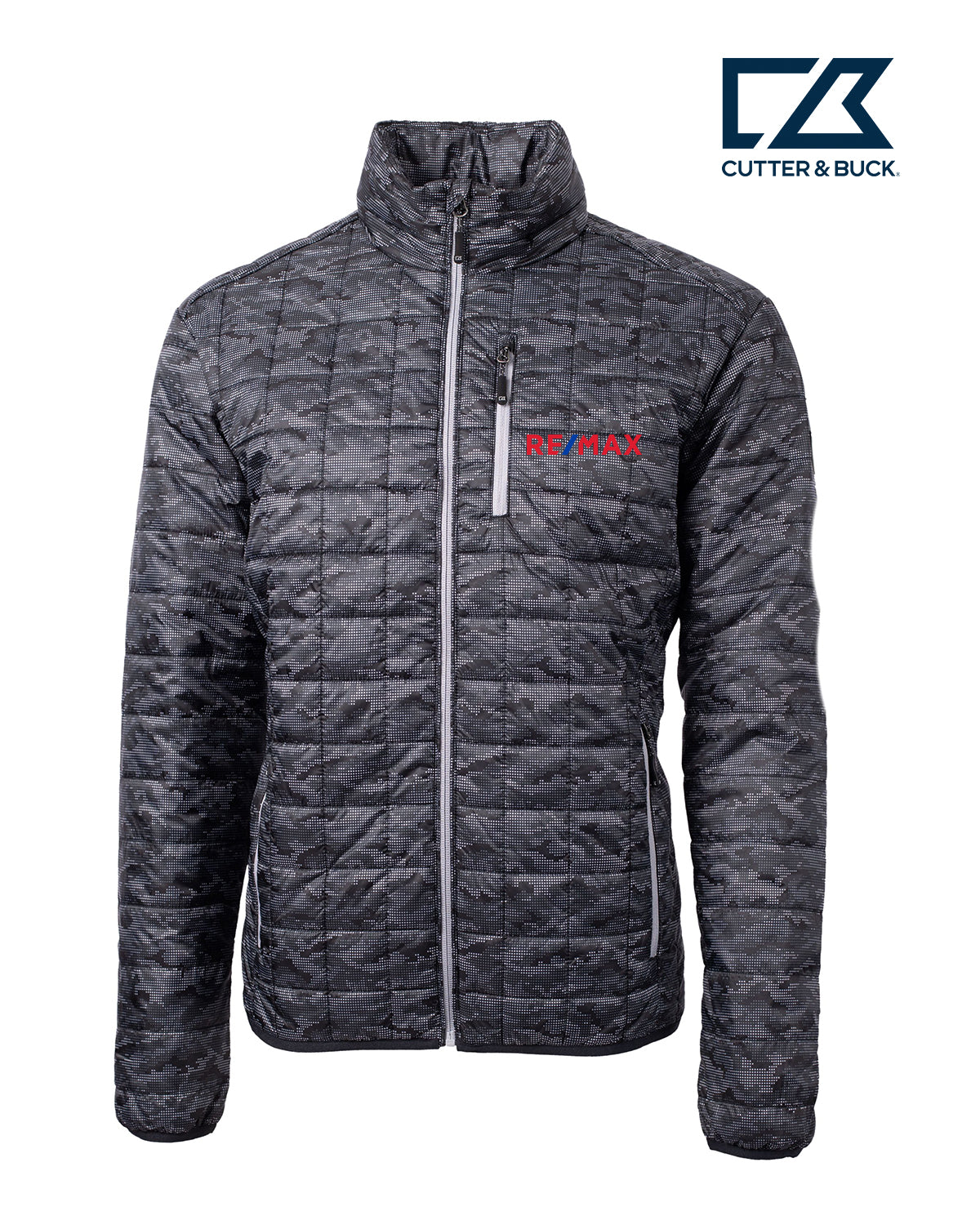 Cutter & Buck Rainier Primaloft Mens Eco Insulated Full Zip Printed Puffer Jacket