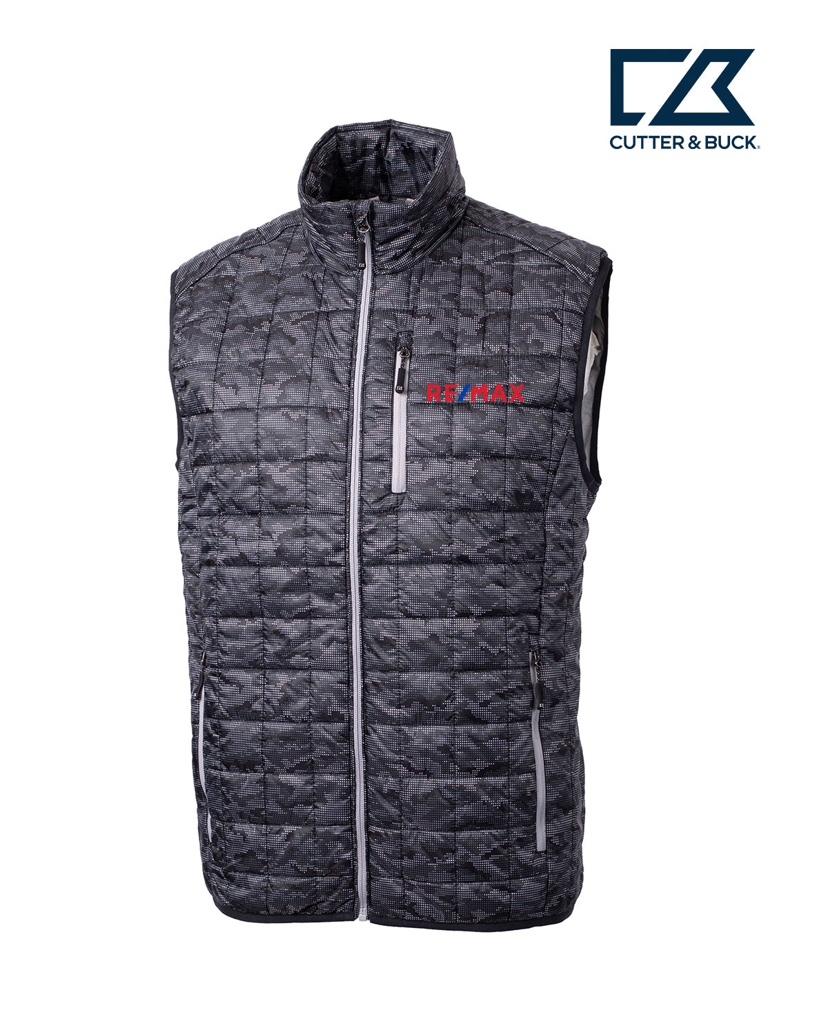 Cutter & Buck Rainier PrimaLoft Mens Eco Insulated Full Zip Printed Puffer Vest
