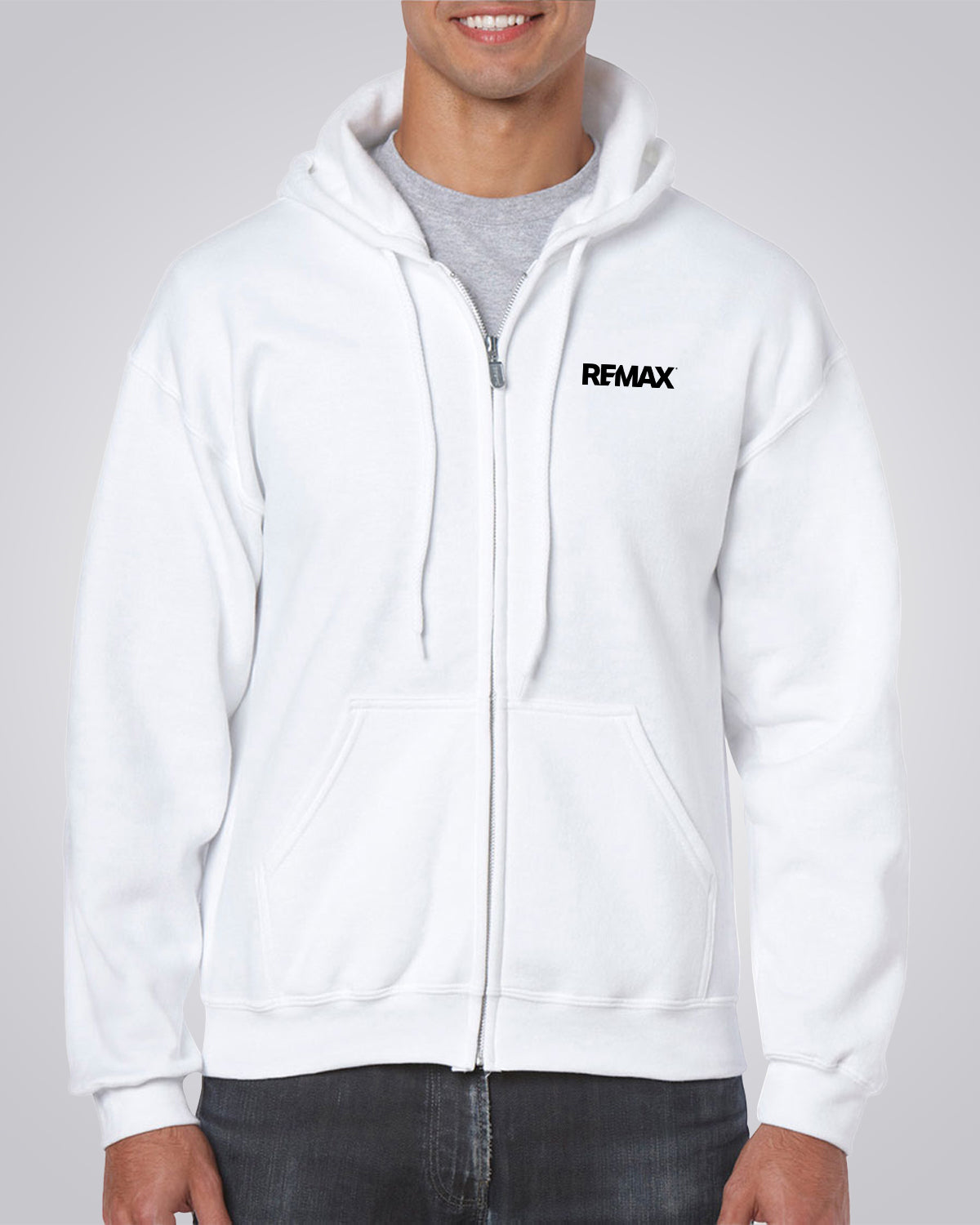Full Zip Hooded Sweatshirt (white) - REMAX Brand Refresh