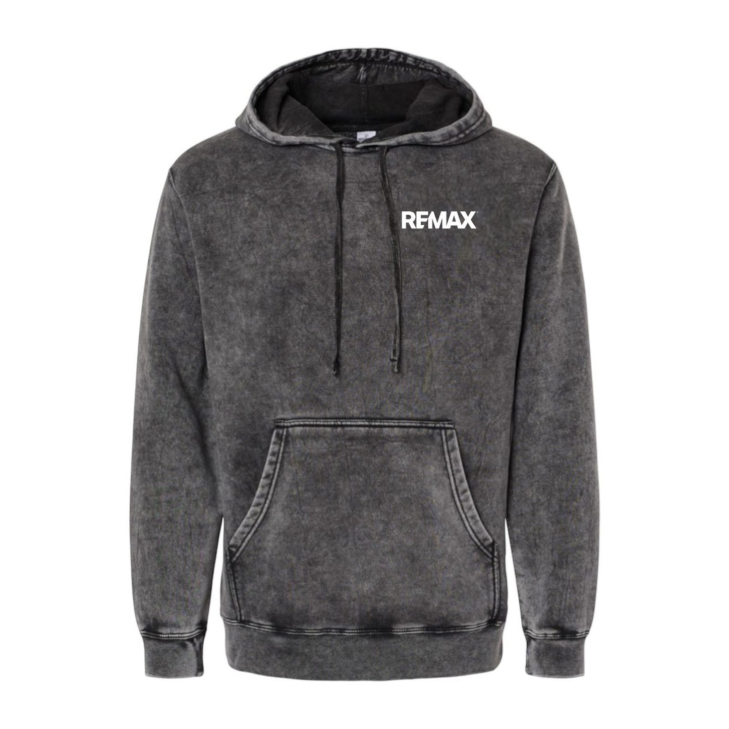 Black hoodie with REMAX logo on a white background