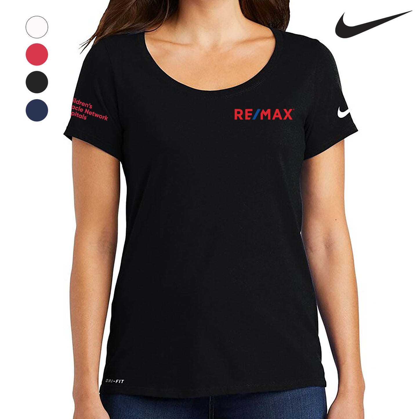 NIKE Dri-FIT Cotton/Poly Scoop Neck Ladies' T-Shirt - CMN US - Print