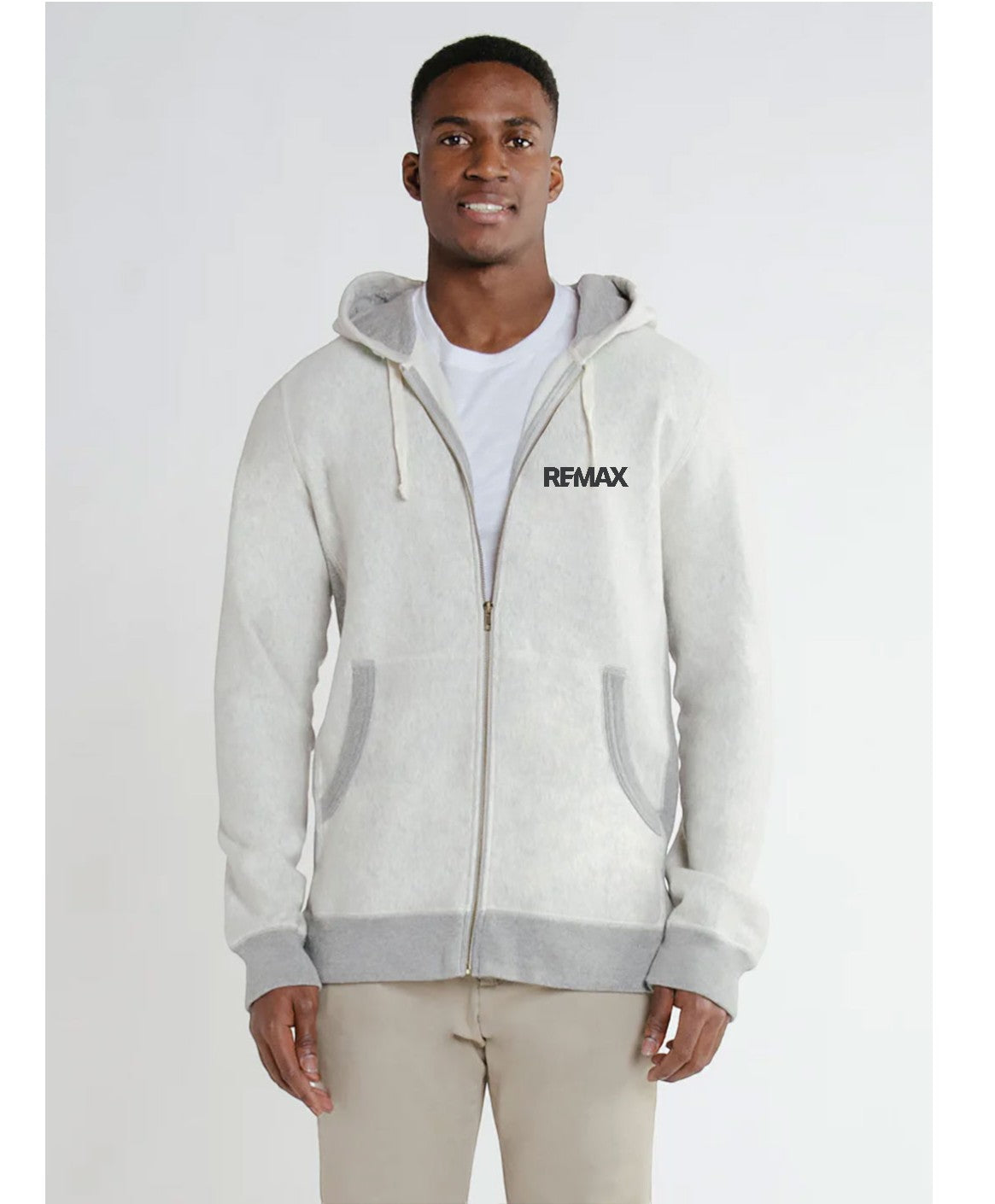 Brand Refresh Canadian-Made Unisex 16oz Reverse Grain Contrast Full-Zip Kangaroo Hoodie - Embroidered