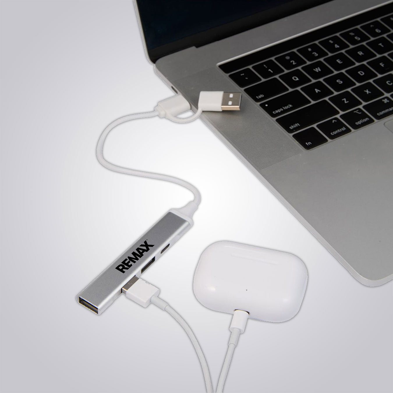 Recycled Aluminum 4-Port USB-A and C Hub - Brand Refresh - One Color Logo