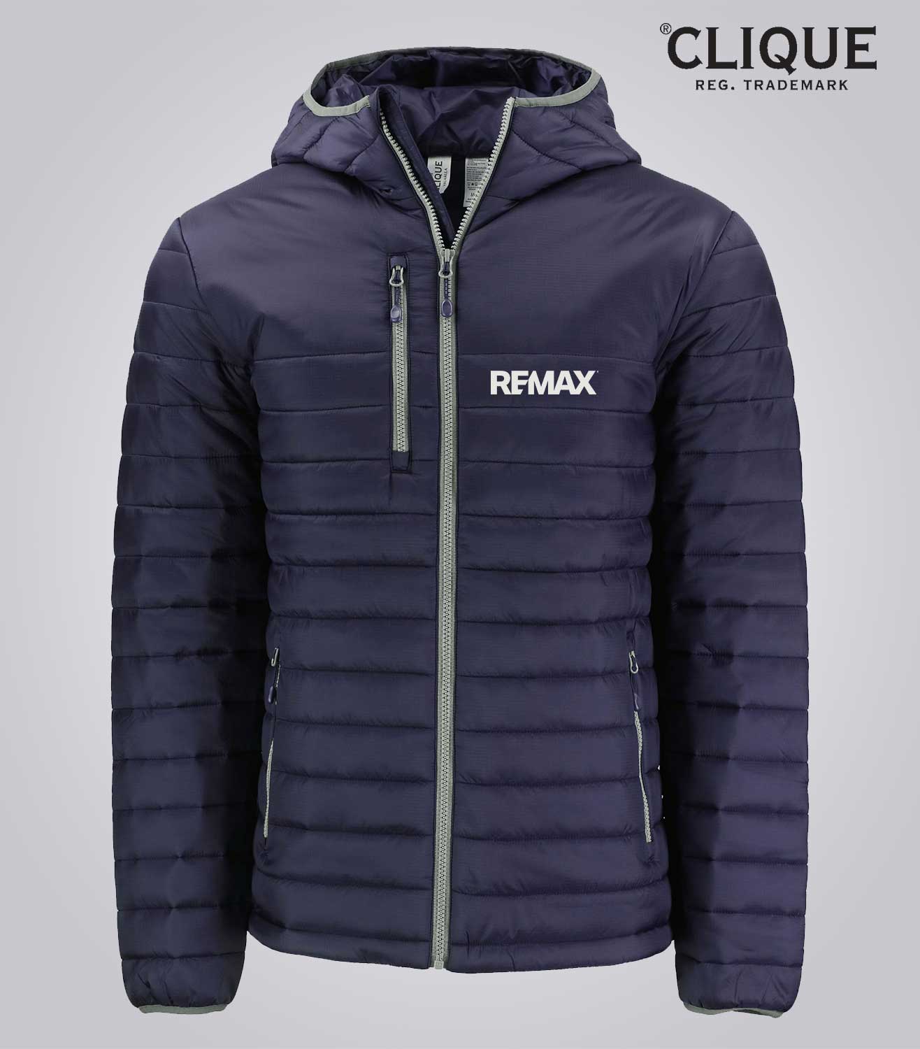 Clique Valhalla Full Zip Mens Puffer Jacket- Brand Refresh - One Color Logo - Embroidered