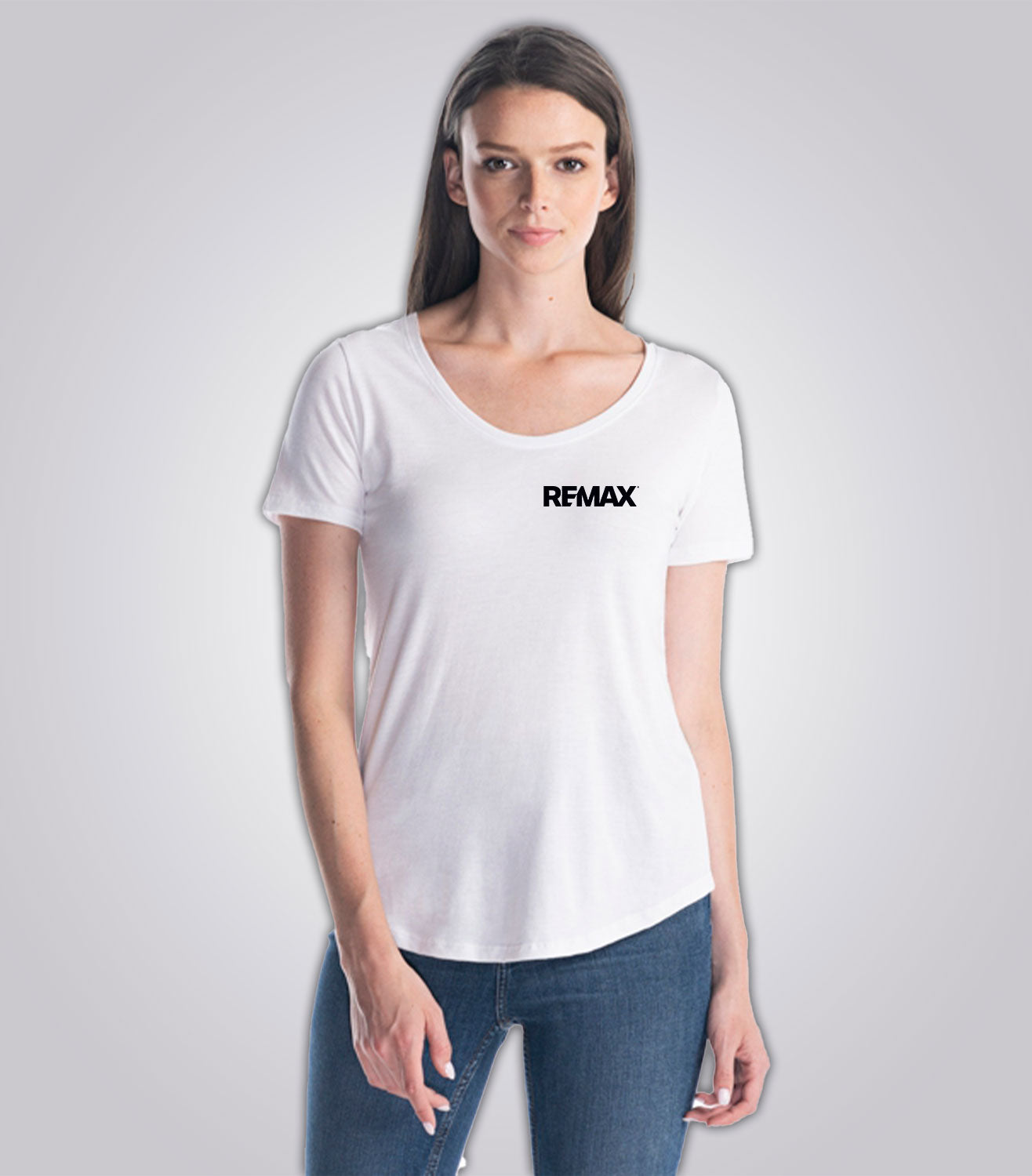 Ladies Bamboo Relaxed Fit Scoop Bottom T-Shirt - Brand Refresh - One Color Logo - PRINT