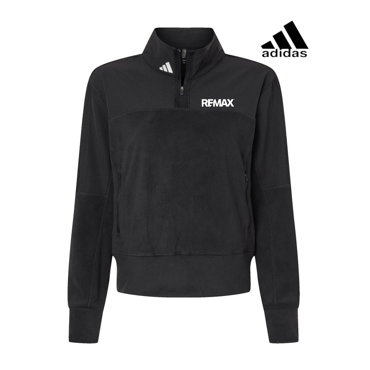 Black Adidas jacket with Remax logo on a white background