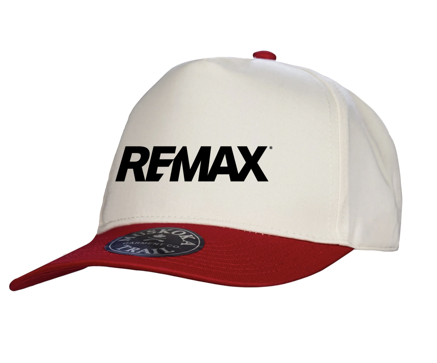 White and red cap with REMAX logo on a white background
