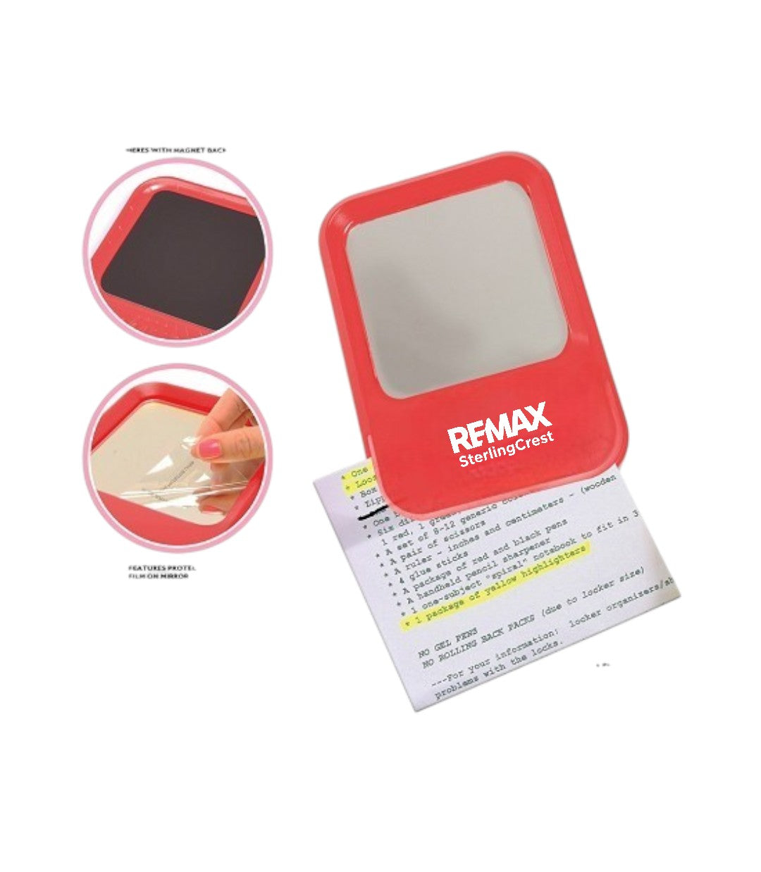 Red plastic tool with 'REMAX SterlingCrest' branding on a white background
