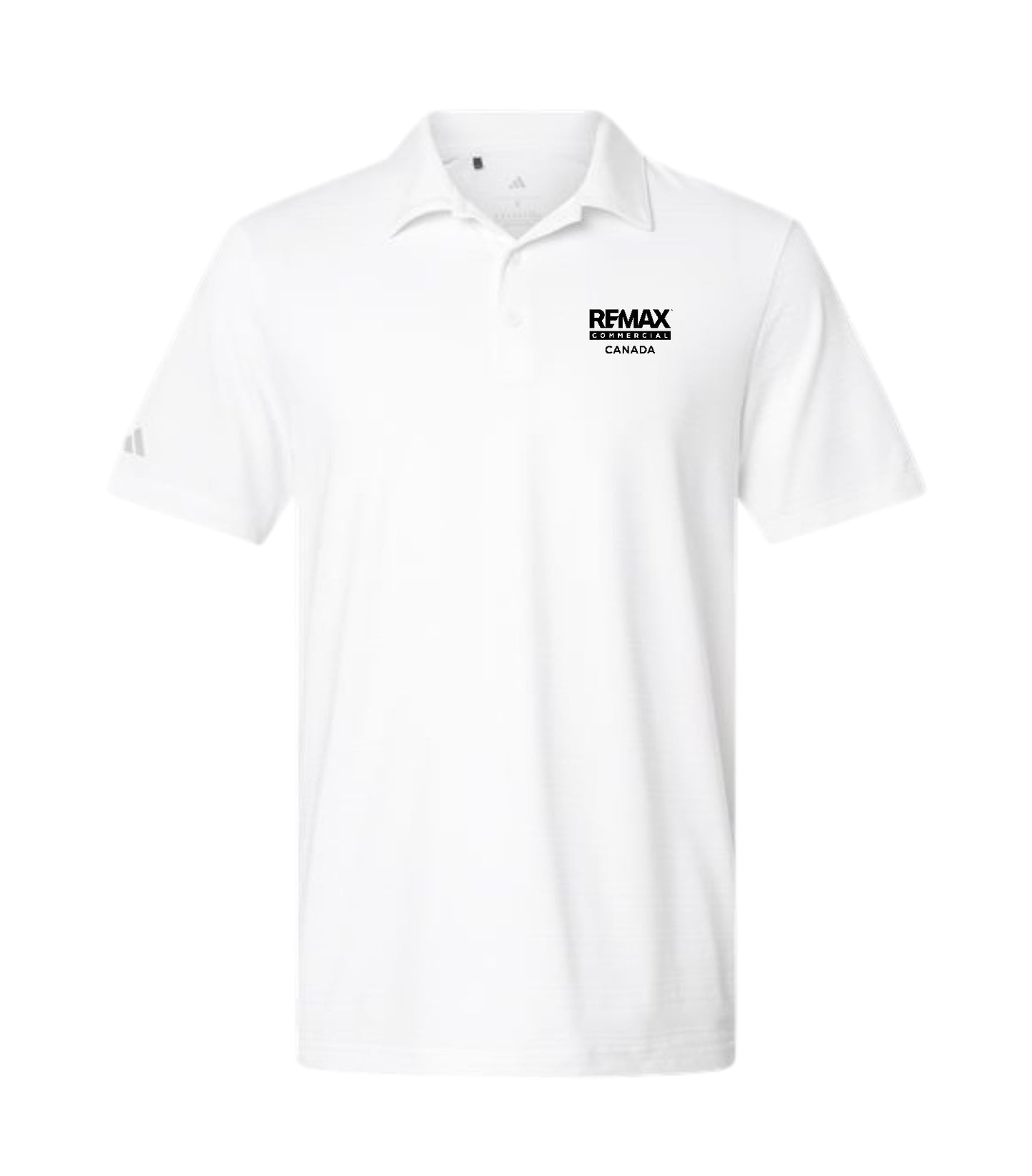 A white short-sleeve polo shirt with a black 'REMAX REVENGE' logo printed on the left chest, displayed on a clean white background.