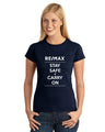 RE/MAX Stay Safe & Carry On Ladies' Tshirt - Navy