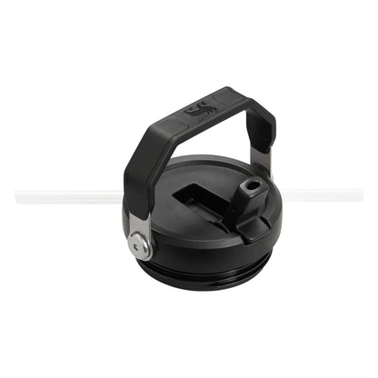 Black lid with handle on a white background