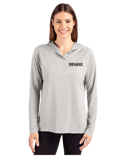 Brand Refresh Cutter & Buck Coastline Epic Comfort Eco Recycled Womens Hooded Shirt