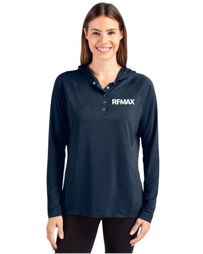 Brand Refresh Cutter & Buck Coastline Epic Comfort Eco Recycled Womens Hooded Shirt