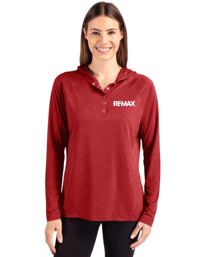 Brand Refresh Cutter & Buck Coastline Epic Comfort Eco Recycled Womens Hooded Shirt