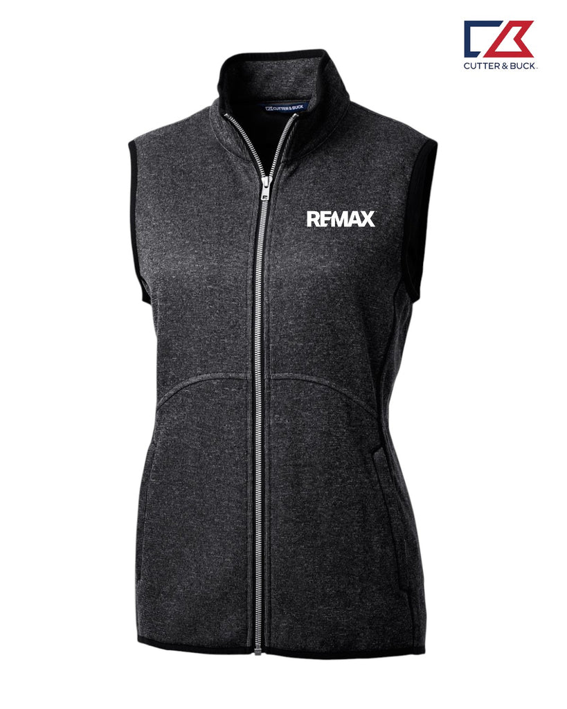 Brand Refresh Cuter & Buck Mainsail Sweater Knit Womens Full Zip Vest - Embroidered