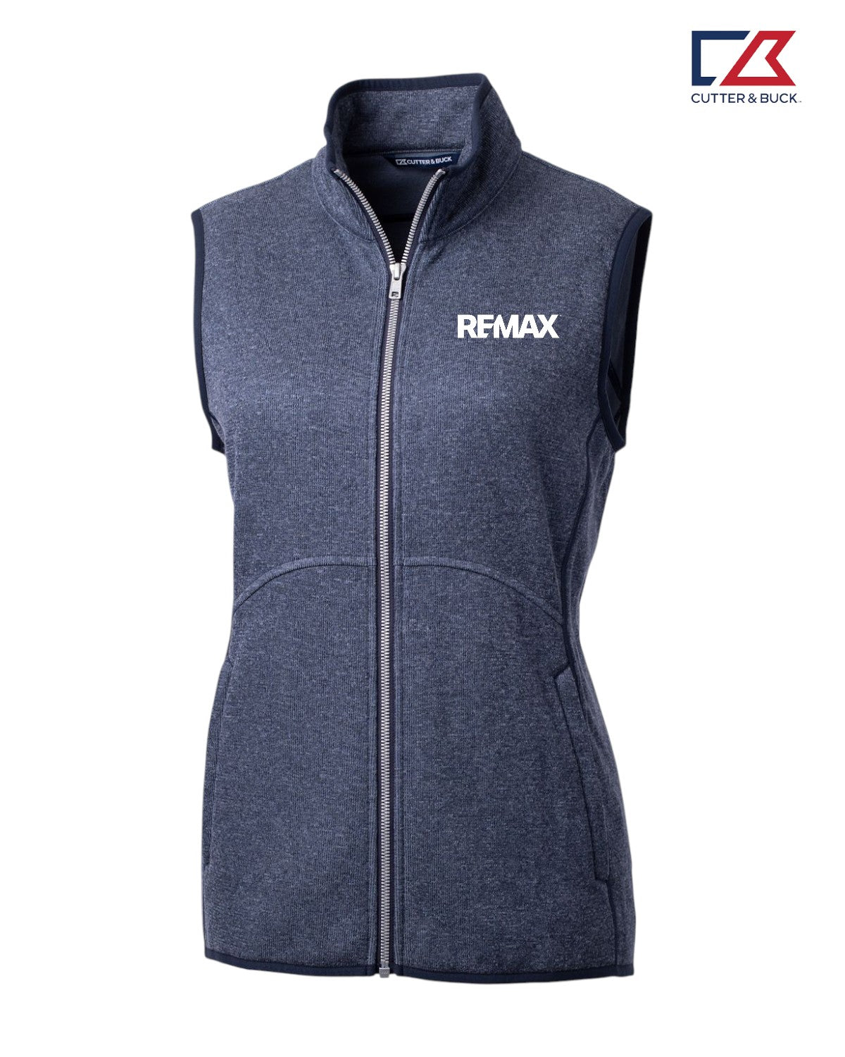 Brand Refresh Cuter & Buck Mainsail Sweater Knit Womens Full Zip Vest - Embroidered