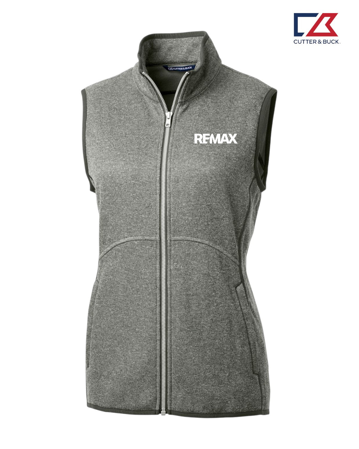 Brand Refresh Cuter & Buck Mainsail Sweater Knit Womens Full Zip Vest - Embroidered