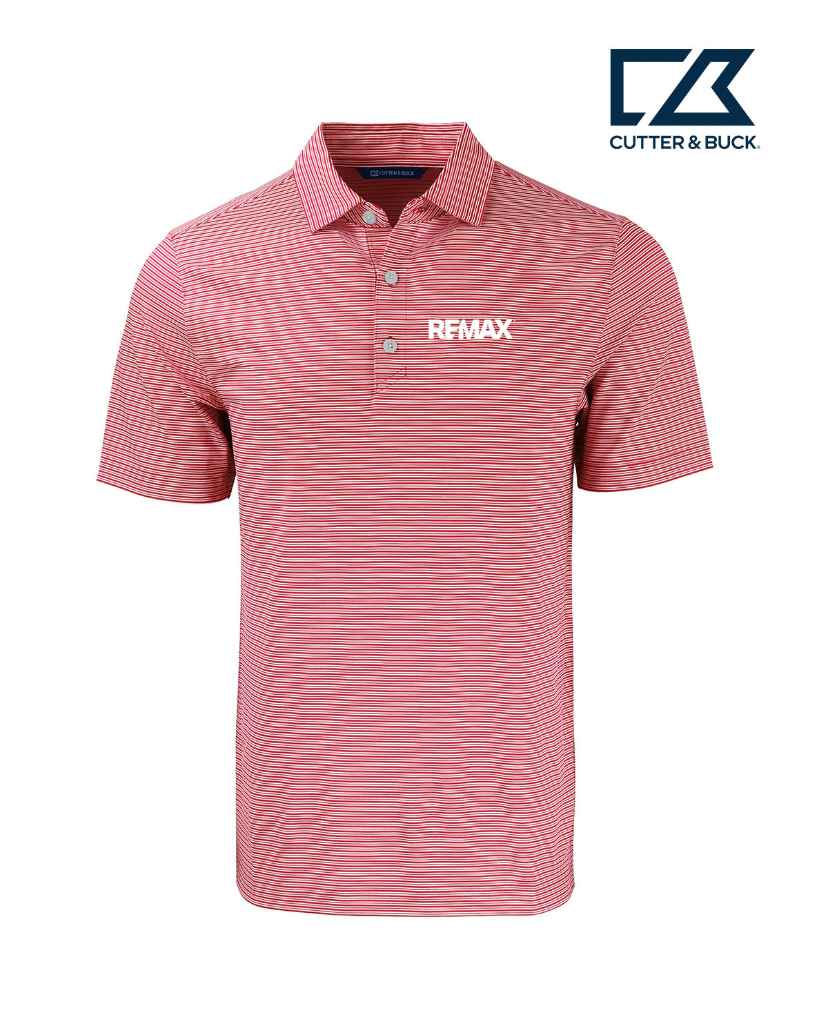Brand Refresh Cutter & Buck Forge Eco Double Stripe Stretch Recycled Mens Polo