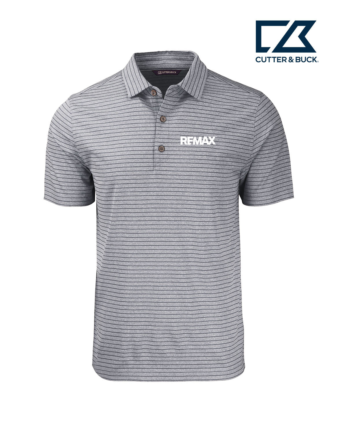 Brand Refresh Cutter & Buck Forge Eco Heather Stripe Stretch Recycled Mens Polo