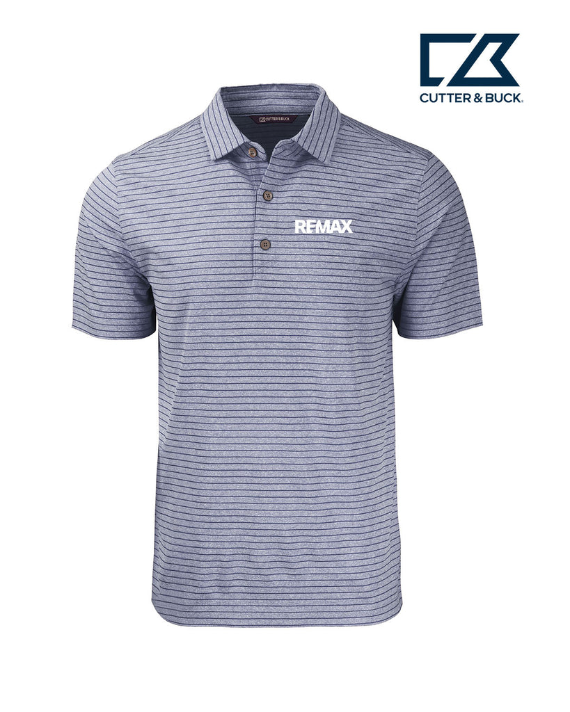 Brand Refresh Cutter & Buck Forge Eco Heather Stripe Stretch Recycled Mens Polo - Embroidered