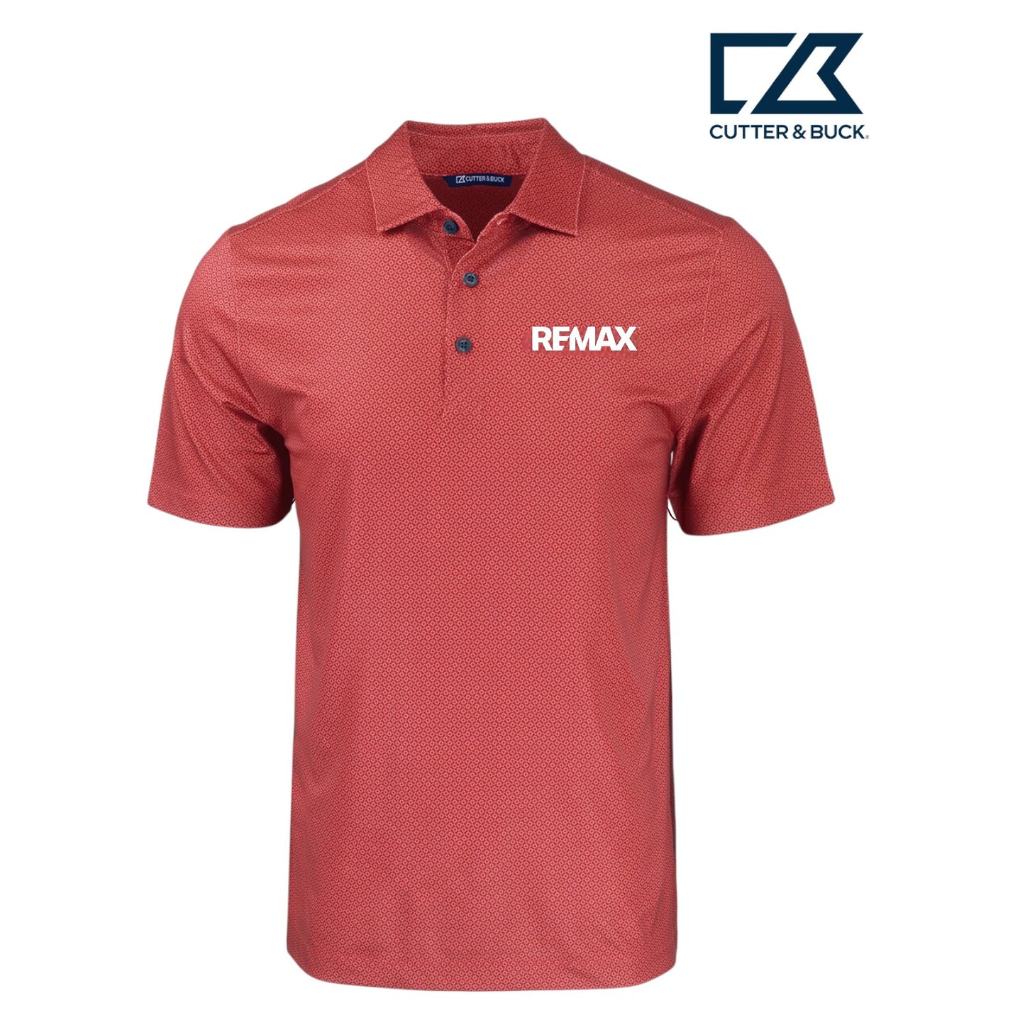 Brand Refresh Cutter & Buck Pike Eco Tonal Geo Print Stretch Recycled Mens Polo