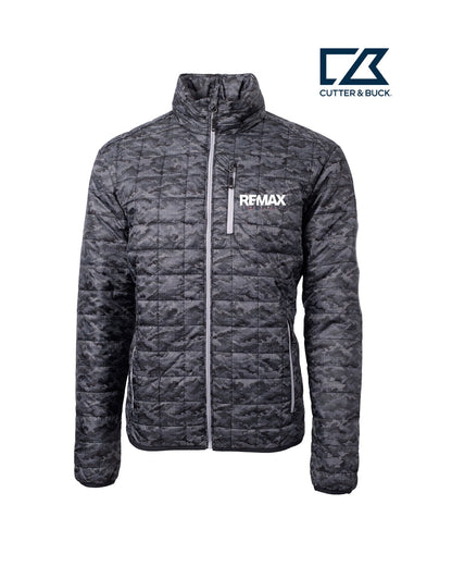 Brand Refresh Cutter & Buck Rainier Primaloft Mens Eco Insulated Full Zip Printed Puffer Jacket