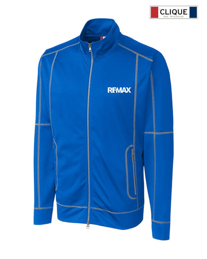 Blue jacket with REMAX logo on a white background