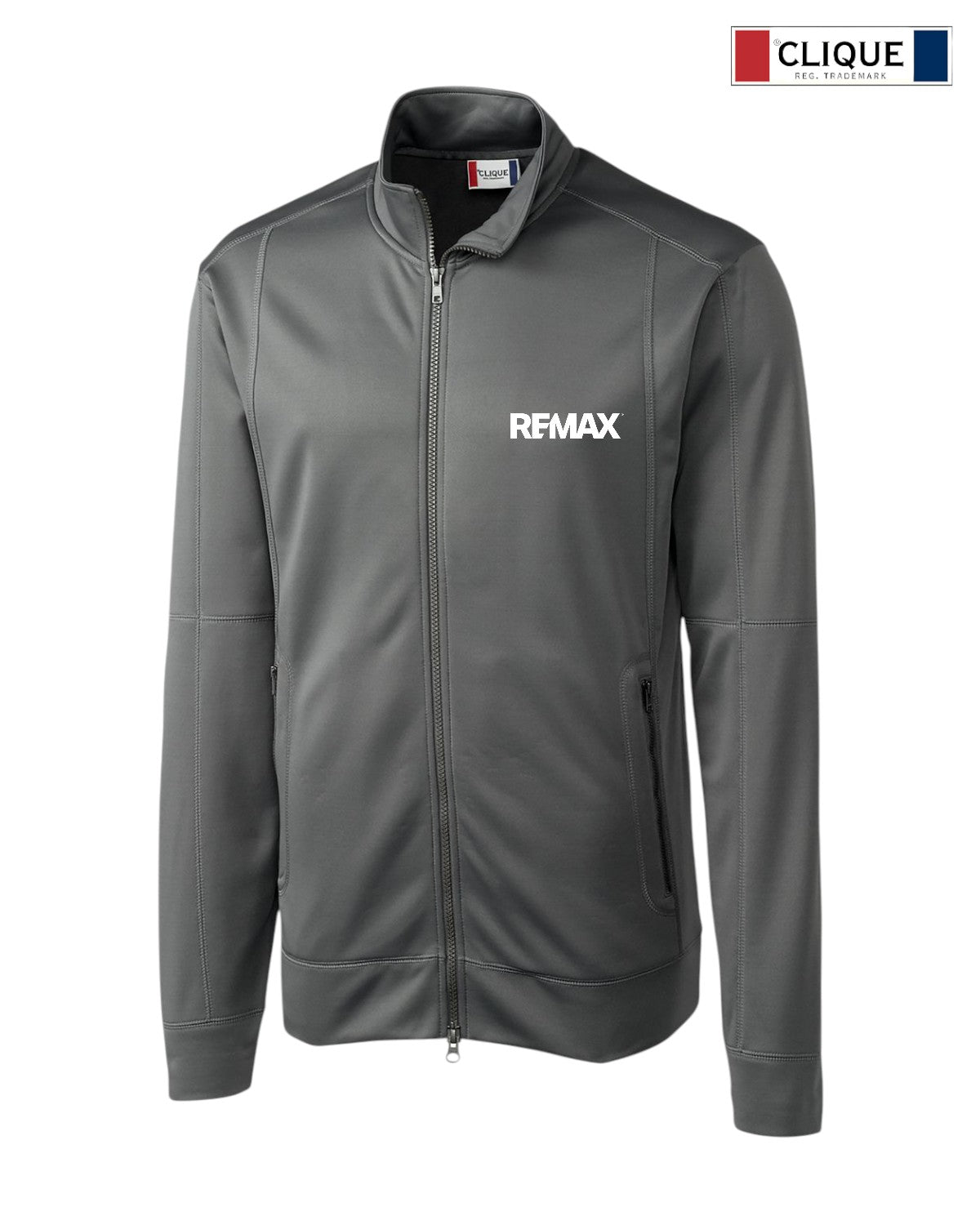 Gray jacket with REMAX logo on a white background