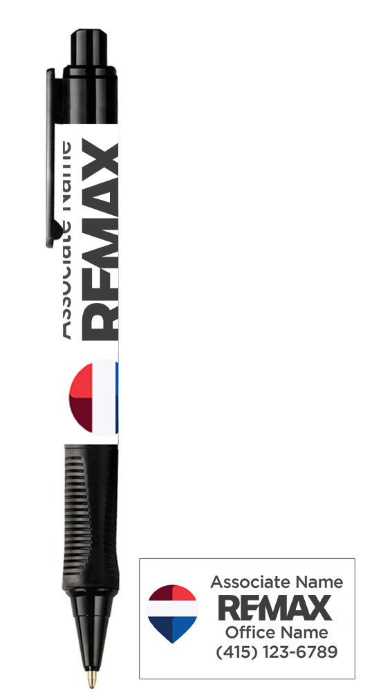 Black pen with REMAX branding on a white background
