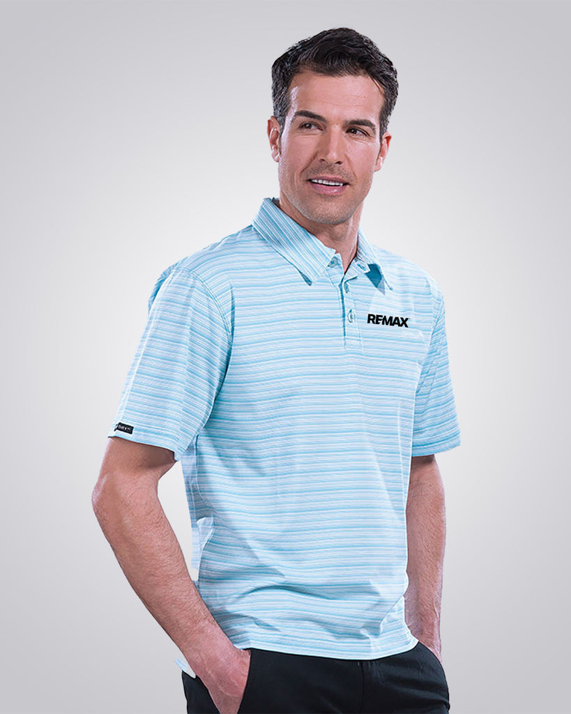 Men's  Micro Stripe Princeton Performance Polo (Scuba Blue) - REMAX Brand Refresh