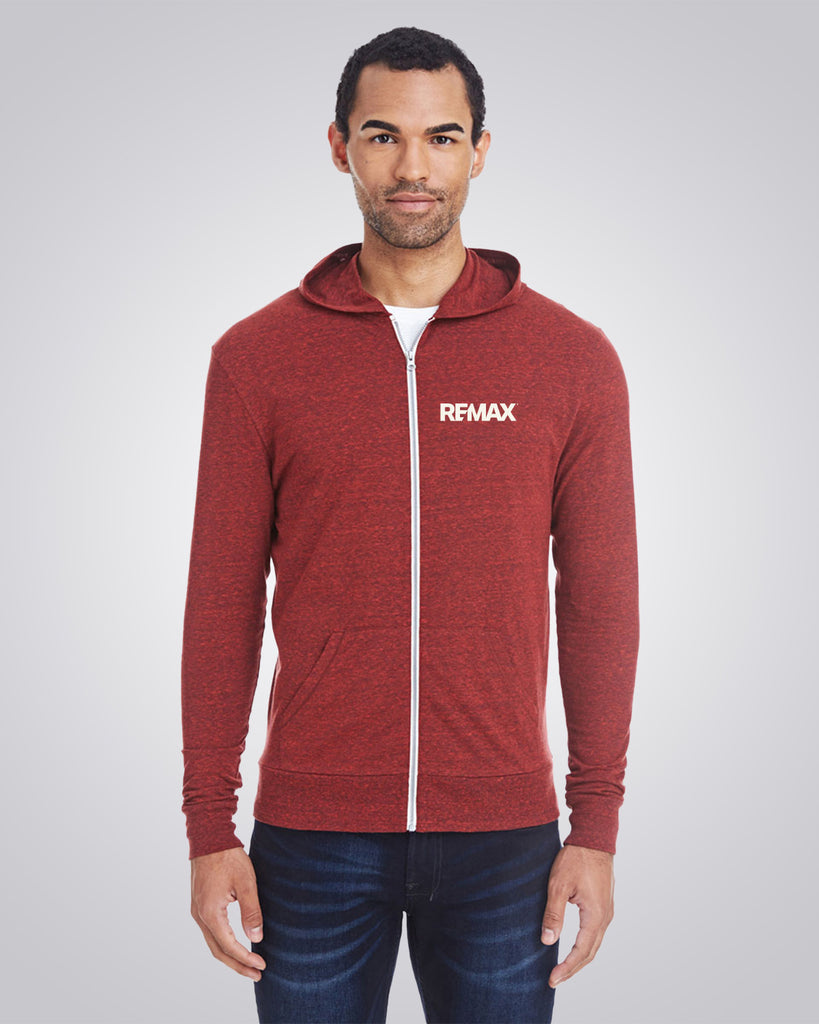 Red Unisex Triblend Full-Zip Light Hoodie - REMAX Brand Refresh