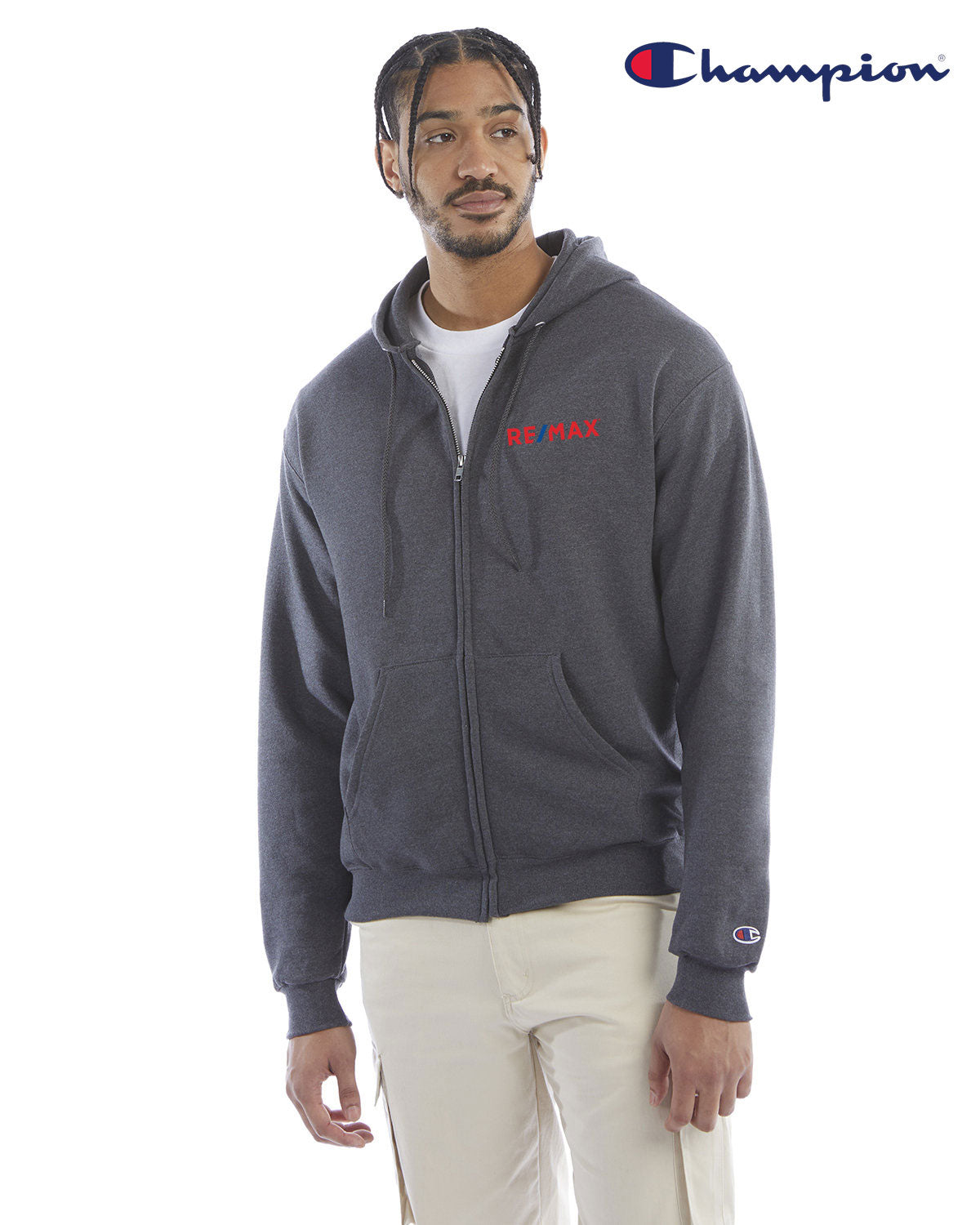 Champion Adult Powerblend® Full-Zip Hooded Sweatshirt - Embroidered