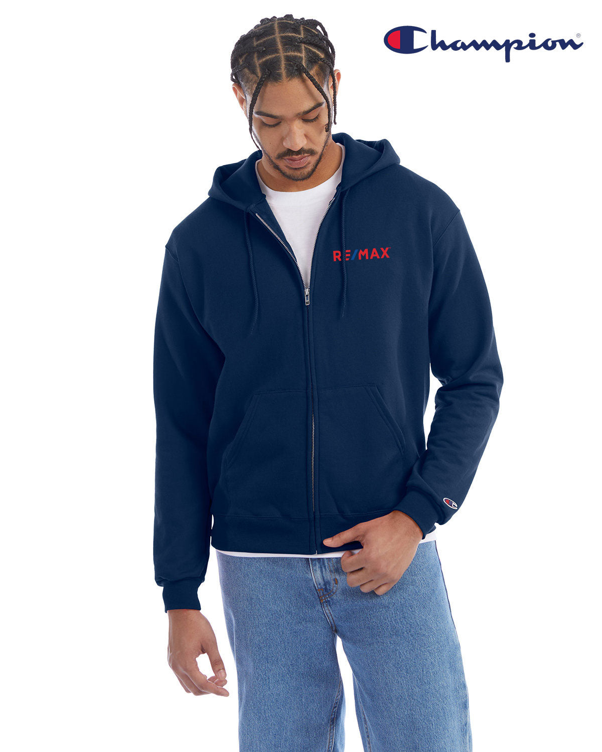 Champion Adult Powerblend® Full-Zip Hooded Sweatshirt - Embroidered