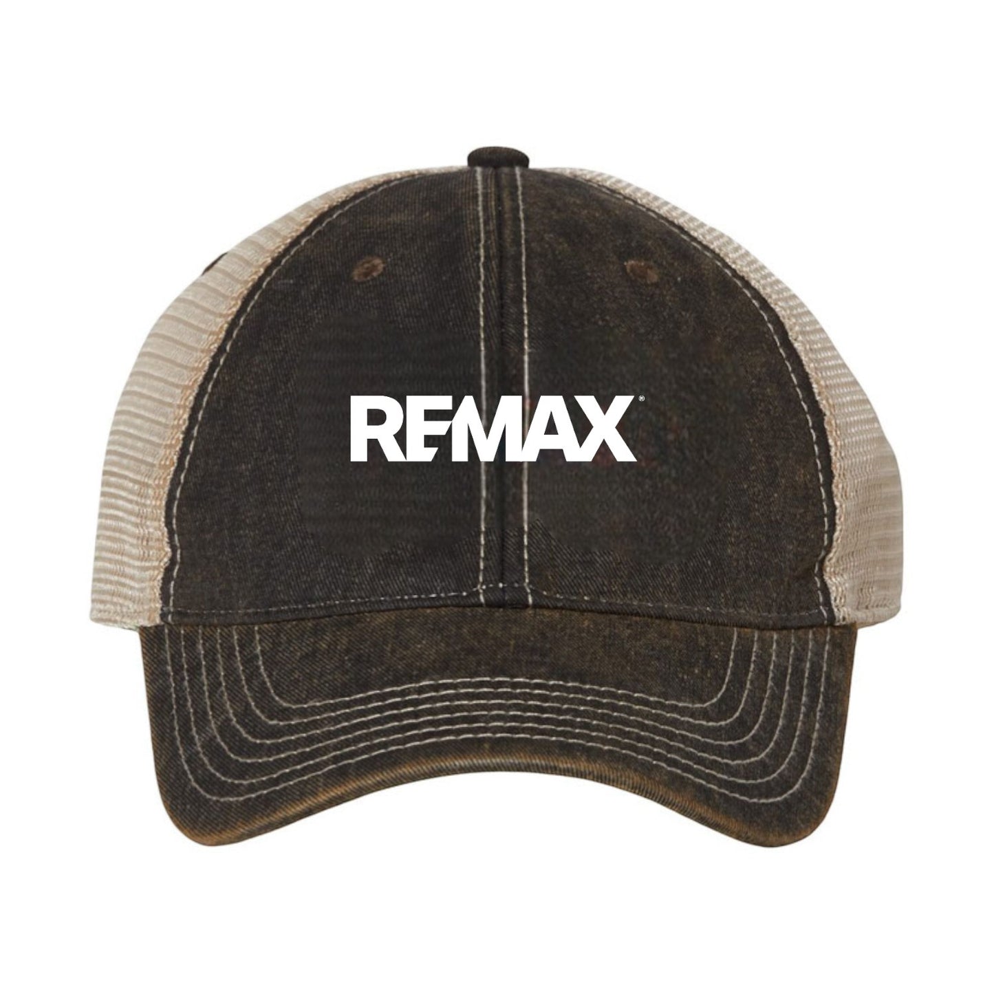Black and beige cap with 'REMAX' logo on a white background