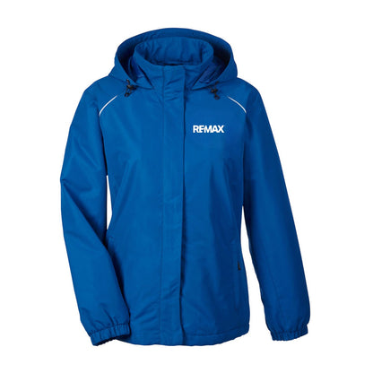 Blue jacket with Remax logo on a white background