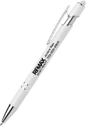 Ellipse Softy White Barrel Metal Pen W/ Stylus - Brand Refresh - One Color Logo Personalized
