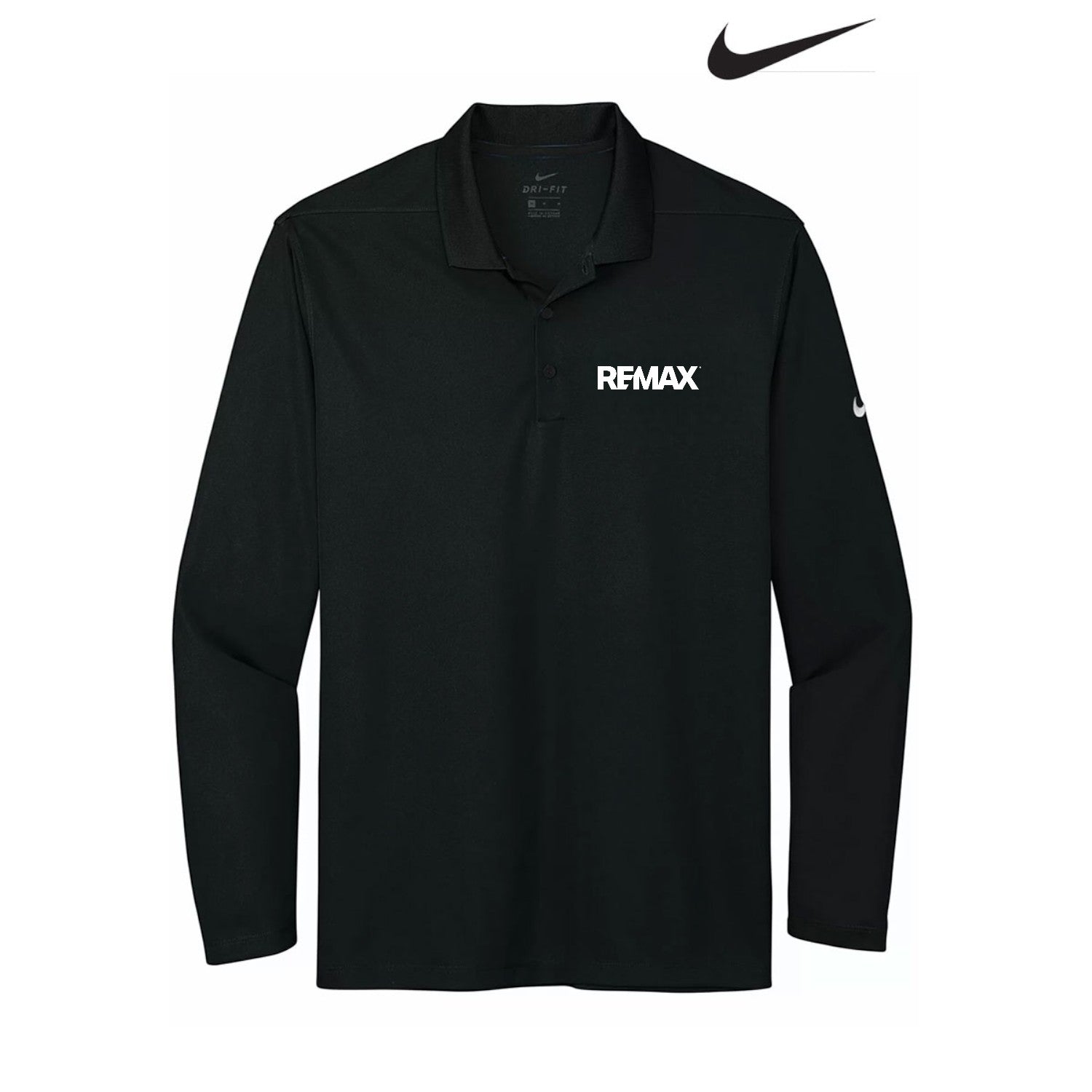 Black long-sleeve shirt with REMAX logo on a white background