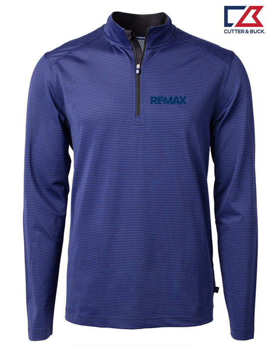 Blue long-sleeve shirt with 'REMAX' logo on a white background, featuring the Cutter & Buck brand.