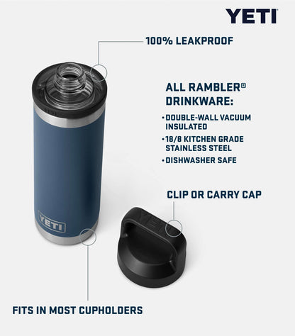 Yeti Rambler 18oz Bottle With Chug Cap - Brand Refresh - One Color Logo