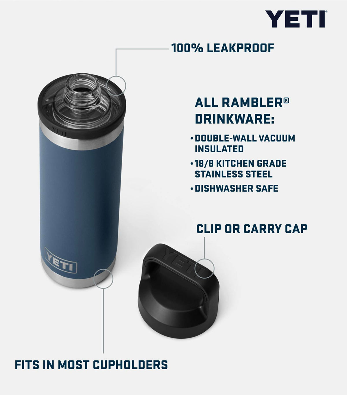 Yeti Rambler 18oz Bottle With Chug Cap - Brand Refresh - One Colour Laser Engraving - Custom Branded