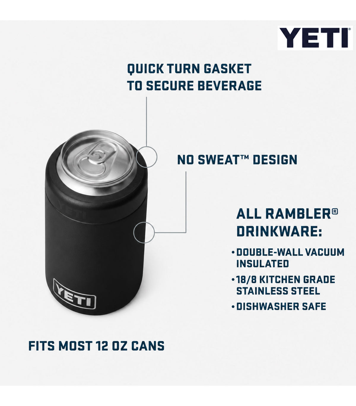 Yeti Rambler 12oz Colster Can Insulator - Brand Refresh - One Color Logo