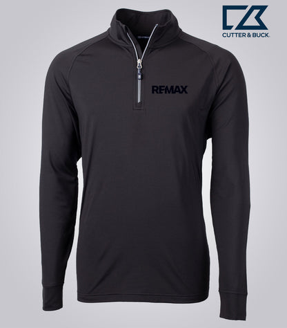 Cutter & Buck Adapt Eco Knit Stretch Recycled Mens Quarter Zip Pullover - Brand Refresh - One Color Logo - Embroidered