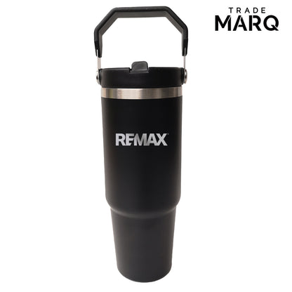 30oz Revive Stainless Steel Tumbler W/Handle & Straw - Black - TRADE MARQ