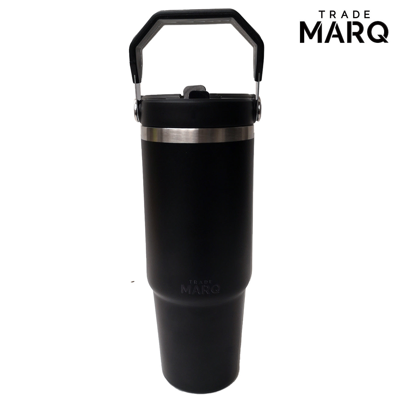30oz Revive Stainless Steel Tumbler W/Handle & Straw - Black - TRADE MARQ