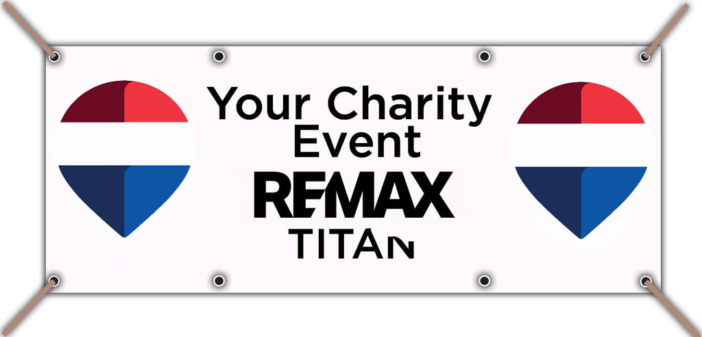 Promotional banner for a charity event with REMAX Titan branding.